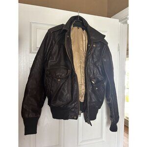 Vintage Men's Schott 184sm Leather Bomber jacket Leathercraft Process--size 44